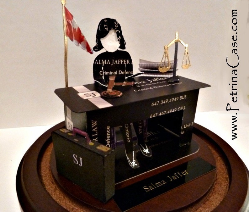 Lawyer Business Card Sculpture, Attorney or Judge-Barrister at desk. With USA flag Any Theme, Hobby, Sport or Profession NO. 8994 image 9