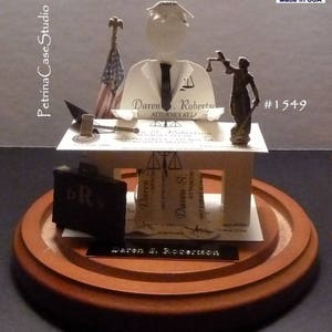 Lawyer Business Card Sculpture, Attorney or Judge-Barrister at desk. With USA flag Any Theme, Hobby, Sport or Profession NO. 8994 image 6