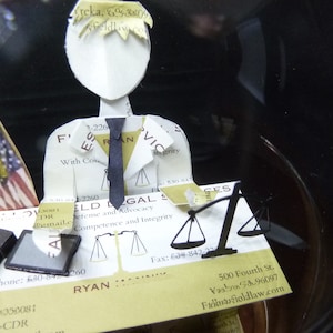 Lawyer Business Card Sculpture, Attorney or Judge-Barrister at desk. With USA flag Any Theme, Hobby, Sport or Profession NO. 8994 image 10