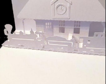 Train Station PopUp card 5X7 Limited Edition