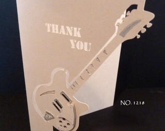 Guitar  Card - Over the Edge Papercut Design 1218