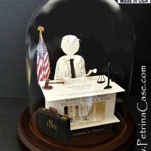 Lawyer Business Card Sculpture, Attorney or Judge-Barrister at desk. With USA flag Any Theme, Hobby, Sport or Profession NO. 8994 image 5