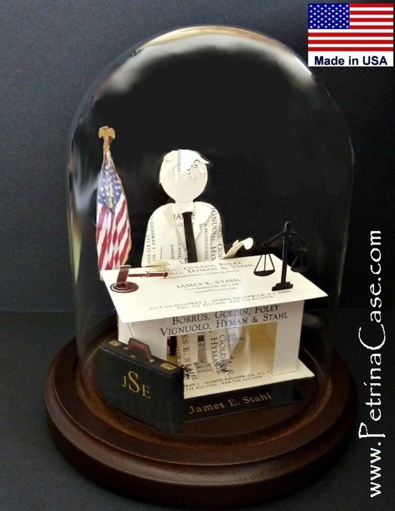 Lawyer Business Card Sculpture, Attorney or Judge-Barrister at desk. With USA flag Any Theme, Hobby, Sport or Profession NO. 8994 image 5