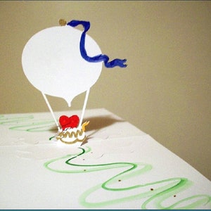 HEART Simpatia de balão de ar quente ou simples com enfeites de folha de ouro 18kt. Qualquer idioma -Item 7812