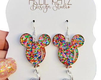 Confetti Glitter Balloon Earrings |Confetti Glitter mouse balloon |Sparkle 2" Drop | Party Earrings / Allie Katz Design Studio