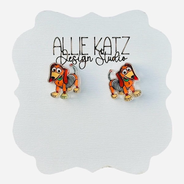 Slinky Dog Stud Earrings: Toy Story Inspired, Hypoallergenic Acrylic