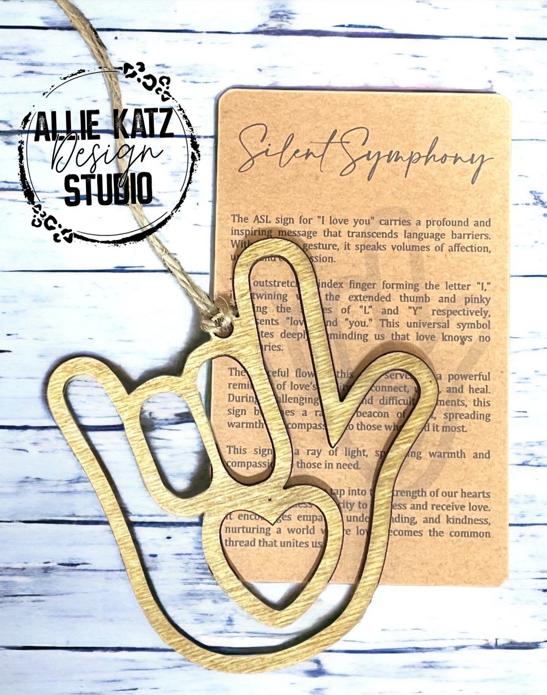 ASL Silent Symphony Wood Ornament Gift Set/ ASL Hand Sign Ornament/ I