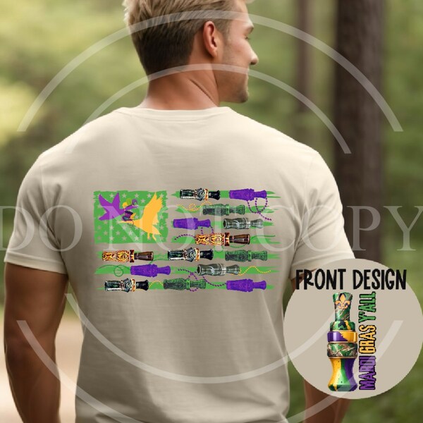 Mardi Gras Y'all duck call flag Authentic Outdoors Tee/ boys men's Mardi Gras shirt/ hunting /outdoors shirt collection