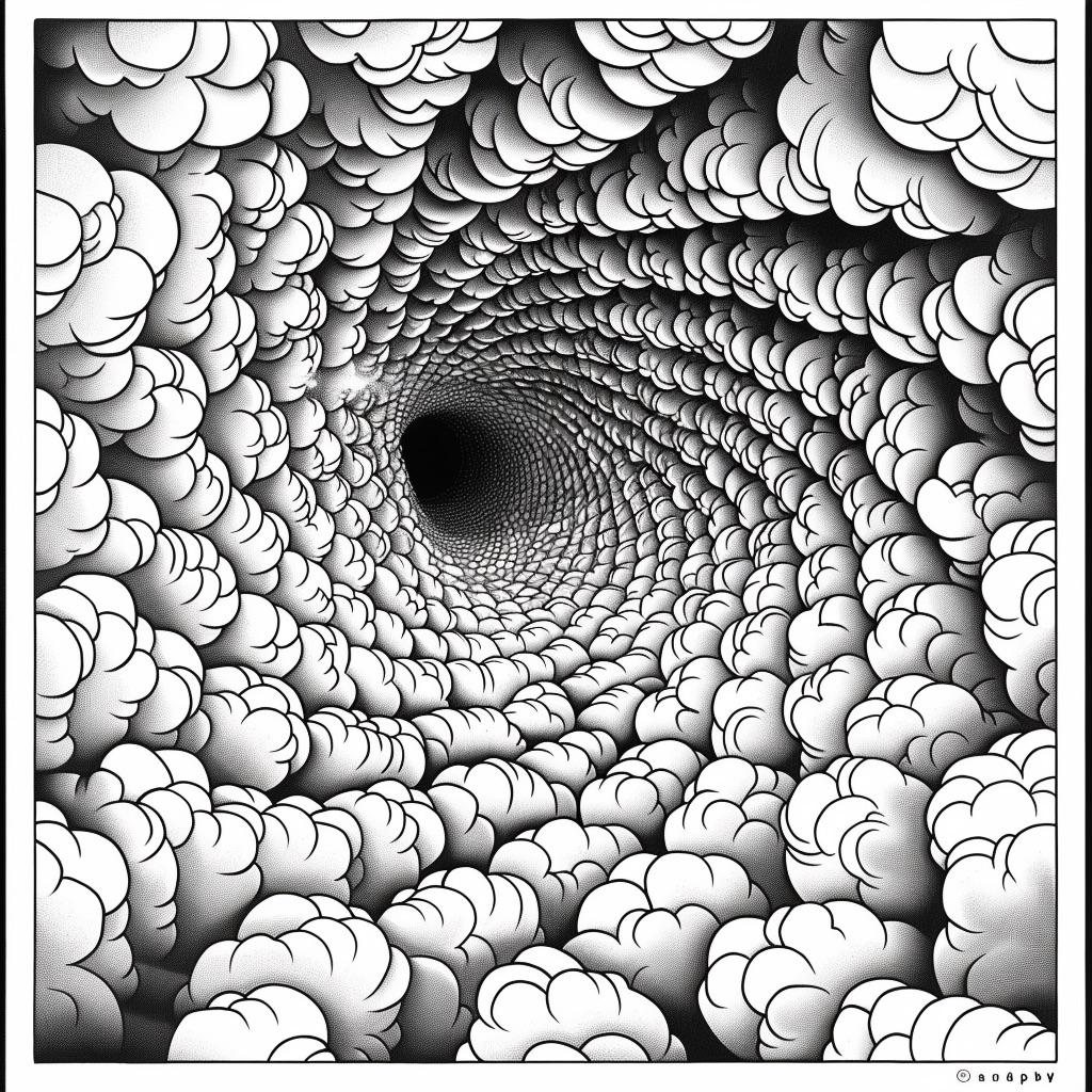 50 Abstract Black and White Coloring Pages With Anamorphic Designs - Etsy