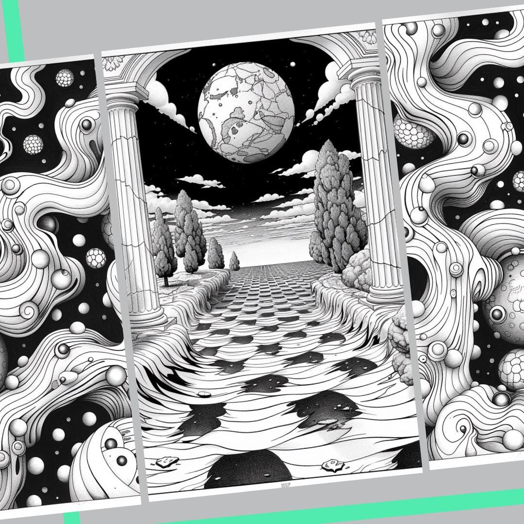 100 Black and White Coloring Pages With Abstractions - Etsy