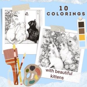 10 Coloring Pages with Beautiful Kittens