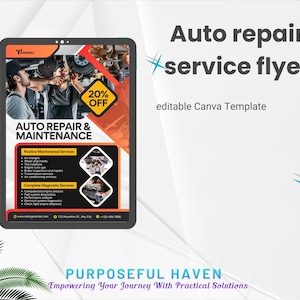 Automobile Service Flyer, Printable Car Repair Marketing Template | Editable Auto Service Flyer, Automotive Flyer, Car Services