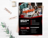 Printable Gym & Fitness Center Flyer, Editable Canva Template