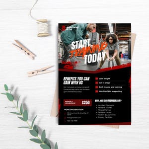 Gyms and Fitness Centers Flyer, Gyms and Fitness Centers Flyer - Printable Fitness Marketing Canva Template | Editable Gym Flyer fit Service