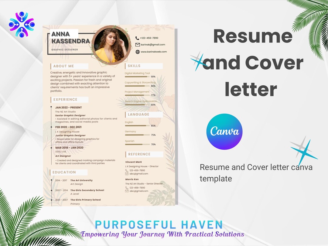 Cover Letter and Resume Canva Template - Etsy