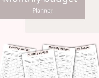 Monthly budget Planner, Printable Financial Organizer, Expense Tracker, Budget Worksheet PDF