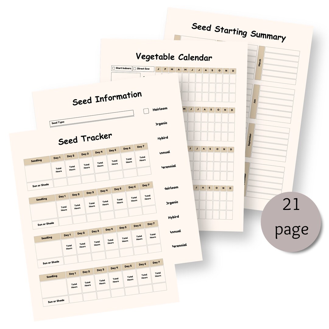 Printable Seed Planner, Farm Plant Season Tracker (digital Download) - Etsy
