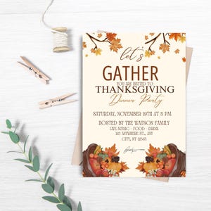 Thanksgiving invitation template, , Thanksgiving Dinner Invitation, Printable Thanksgiving, Pumpkin Thanksgiving Invitation