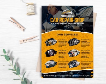 Car Repair Shop Flyer, Editable Automotive Service Template