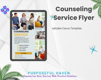 Plantilla de volante de servicio de asesoramiento (diseño editable en Canva) - Volante digital de salud mental