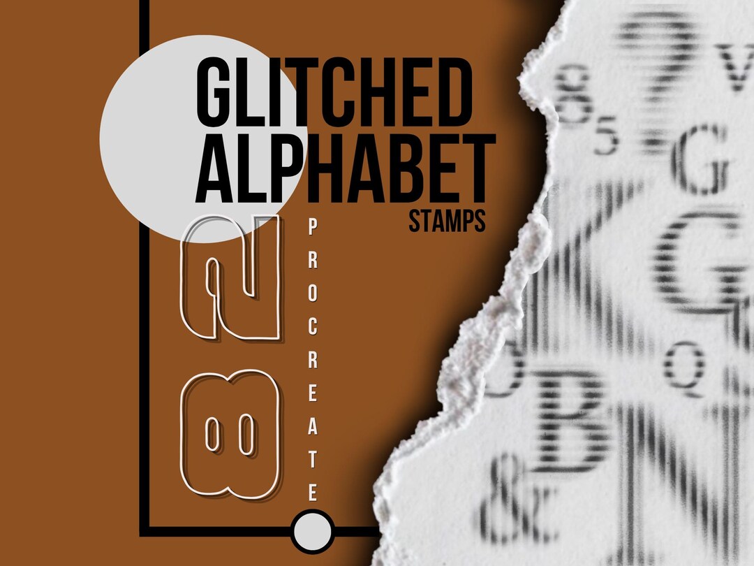 Glitched Alphabet – 82 Procreate Stamp Brushes | A-Z, Numbers & Symbols ...