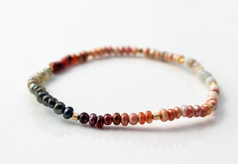 stacking bracelet gold filled accents made to order Peruvian opal bracelet with Mexican opals ombre boho stretch bracelet custom size