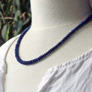 Rustic Lapis Lazuli Necklace with Sterling Silver, Hand Cut Matte Lapis Rondelles, 19.5, Ready to Ship image 6