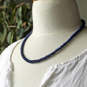 Rustic Lapis Lazuli Necklace with Sterling Silver, Hand Cut Matte Lapis Rondelles, 19.5, Ready to Ship image 8