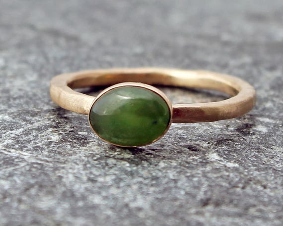 Green Jade Ring Band Semi Precious Natural Stone Eternity Size 7 8 USA Seller