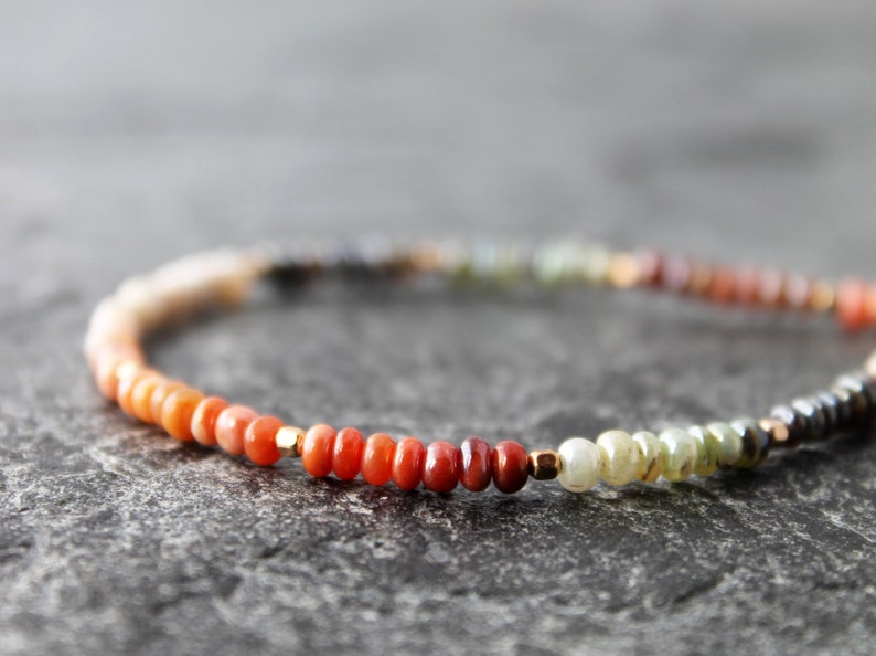 stacking bracelet gold filled accents made to order Peruvian opal bracelet with Mexican opals ombre boho stretch bracelet custom size