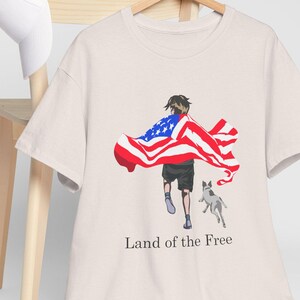 Land of the Free Shirt | Patriotic Graphic Tee | Unisex Cotton T-Shirt | Dog Lover Gift | Independence Day Apparel | USA Flag Tee, Freedom