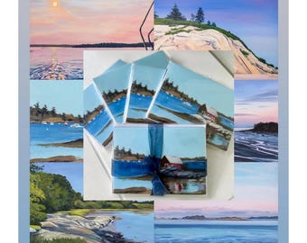 Coastal Maine Notecards – Original Art, Low Tide Scenes (Set of 6)
