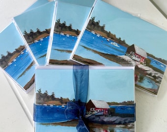 Maine Notecards Set - Blank Notecards - Coastal Maine Art Notecards - Variety Set of 6