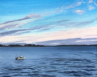 Peaceful Drift - a Giclee Fine Art Print - Sweeping Skies - Casco Bay, Maine - Falmouth, Maine -Maine Fine Art - Town Landing