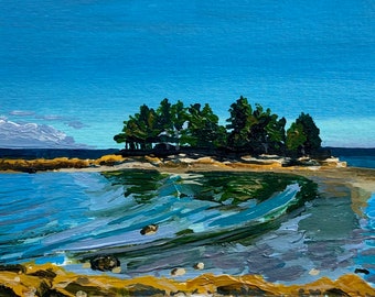 Giclee Fine Art Print — Freeport, Maine - Bowman Island — Casco Bay, Maine — Maine Art — Archival Print - Maine Island Art - Ochre and Pine