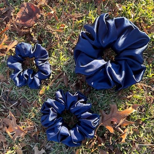 Blueberry Scrunch Satin Scrunchies | Small, Medium & Large Sizes | Tight Grip | Painless Hold| No Breakage