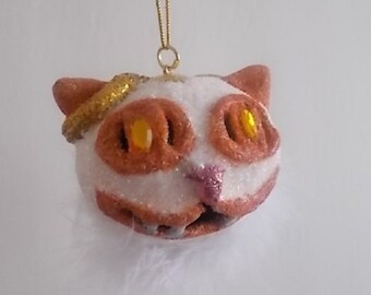 Sweet Angel Creepy Cat Egg Shell Ornament Meow