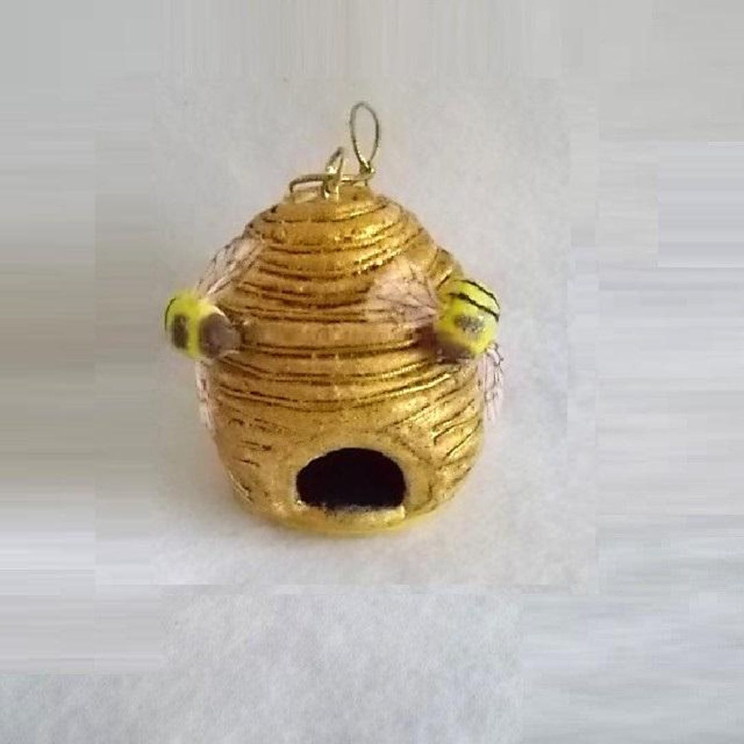 The Bee Hive Egg Real Egg Shell Ornament With Bees - Etsy