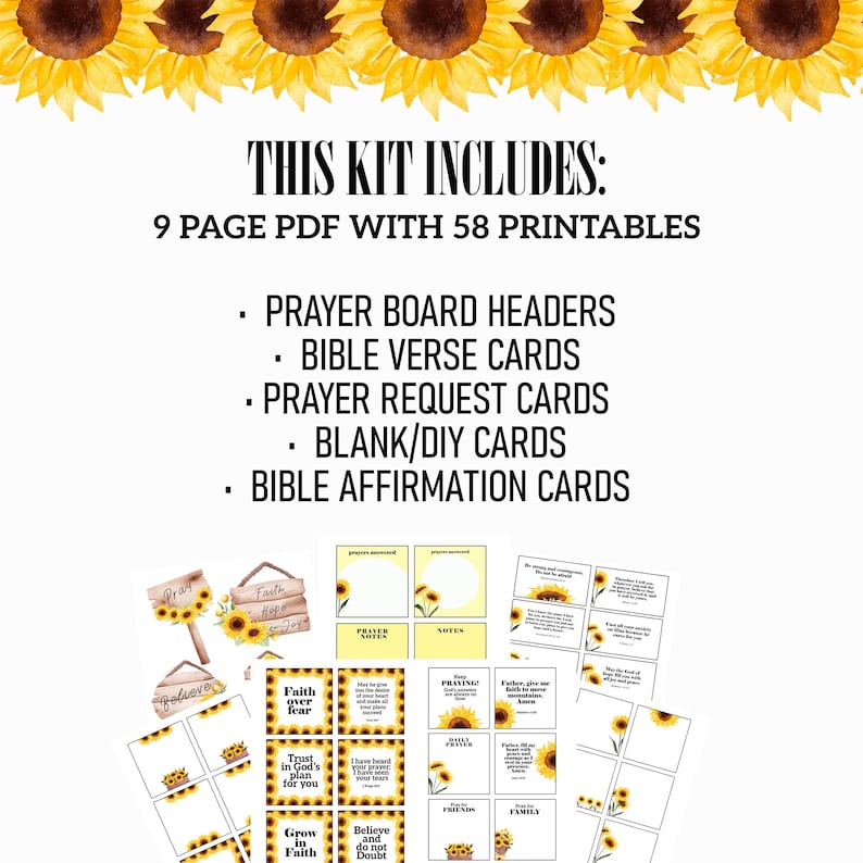Prayer Board Kit Printable, Prayer Cards, Bible Verse, Christian Prayer ...