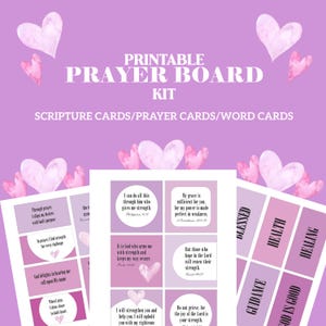 Kit de tablero de oración Tarjetas de oración imprimibles, tarjetas de las Sagradas Escrituras, tarjetas con versículos bíblicos alentadores para tableros de oración, tableros de visión y diarios de oración