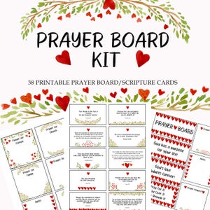 Kit de tablero de oración, paquete imprimible, tarjetas bíblicas alentadoras del amor de Dios para tableros de oración, tableros de visión o kit de fiesta de tablero de oración