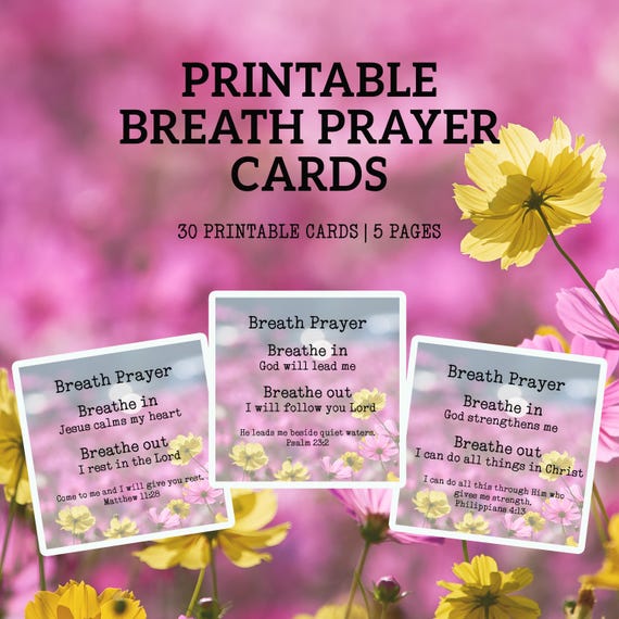 30 Printable Breath Prayer Cards for Healing, Grief, Inner Peace & Spiritual Growth | Christian Meditation Cards | Faith-Based Affirmations