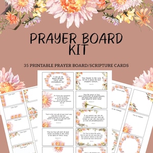 Kit de tableau de prière imprimable, les promesses de Dieu encourageant les cartes d'Écritures pour les tableaux de prière, les tableaux de vision ou le kit de fête du tableau de prière