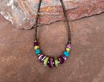 Multistone / hematite necklace