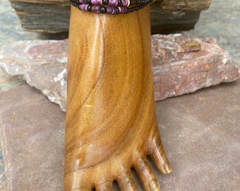 Layered purple abalone anklet