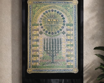 Cábala judía SHIVITI. Talismán hebreo enmarcado.