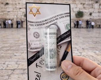 El amuleto judío Mazal de la suerte de un dólar. Talismán de bolsillo de la Cábala.