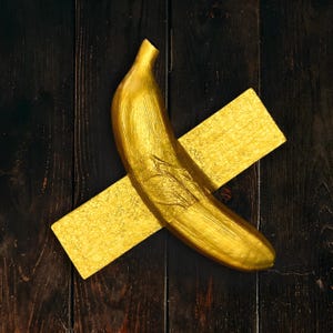 Banana artistica con nastro adesivo dorato, dipinta a mano, arte divertente, regalo divertente, decorazione moderna di lusso con montaggio rapido su nastro adesivo, scultura artistica dorata, regalo per la casa