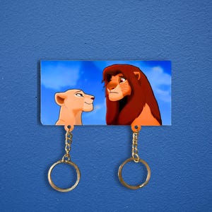 Nala and Simba Inspired Handmade Keychain Holder, Lion King Keychain Hanger, Cute Couple Keys, Wooden Keys For Couples, Sinba, Perfect Gift