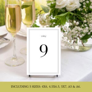 Wedding Table Number Cards Canva Template, Editable Minimal Border Table Numbers Card, Printable Wedding Reception Table Numbers, LT